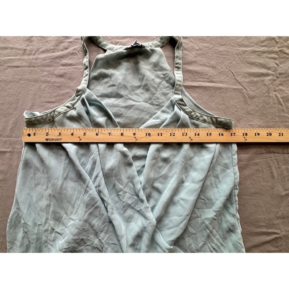 Naked Zebra Sage Green Halter Wrap Front Sleeveless Blouse Top Medium - Picture 5 of 7